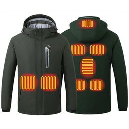 Vestes pour hommes 8 zones vestes chauffantes hommes vestes de chasse imperméable à l'eau manteau extérieur coupe-vent USB chauffage vestes à capuche vêtements chauffants électriques 231108