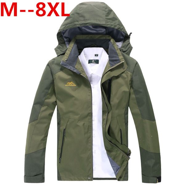 Vestes pour hommes 8XL Plus 5XL 10XL 4XL imperméable printemps manteaux à capuche hommes femmes vêtements d'extérieur armée solide décontracté marque mâle vêtements pour hommes