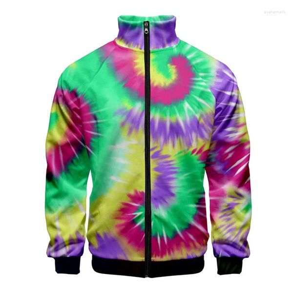 Chaquetas para hombres Abstracto Tie-dye 3D Impreso Cremallera Sudaderas con capucha casuales Moda Otoño Primavera Sudadera Ropa de calle Ropa Hombre Abrigos