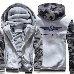 Herenjacks aeroflot logo klassiek printheren hoodies losse rits omhoog sweatshirt herfst fleece jas hoody mode kleding winter