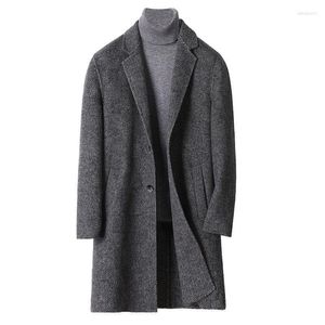 Vestes pour hommes Manteau en laine d'alpaga au printemps automne et hiver moyen long tissu double face haut de gamme mode manteau décontracté