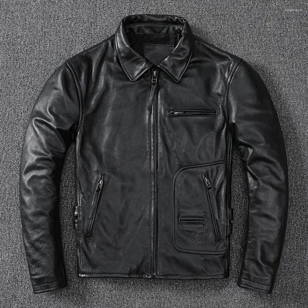 Vestes pour hommes Amekaji portent des vêtements américains décontractés réel de la première couche veste en cuir veste de veste de veste de motard