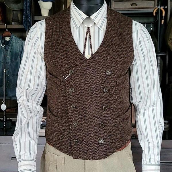 Vestes masculines Amekaji portent des vêtements en laine Viete à double seins Gentleman vintage bonne qualité