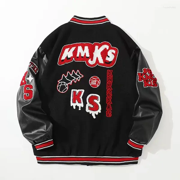 Chaquetas para hombres Carta americana Flocado Uniforme de béisbol Chaqueta Y2K Retro Vintage Amantes Motocicleta Casual para hombres y mujeres Abrigos