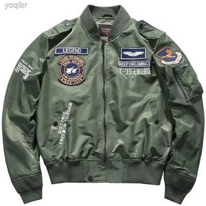 Heren Jackets American Mens Bomber Jacket Baseball Uniform Air Force One Army Aviation Parachute Pilot Work Uniform Baseball Jersey geborduurde jas Mensl2404
