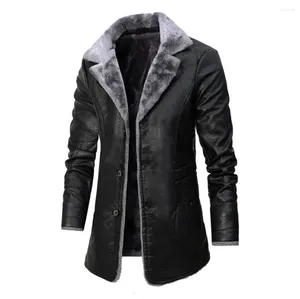 Vestes et vêtements longs en cuir pour hommes, automne-hiver, Business, Code européen, peluche, grand costume à revers