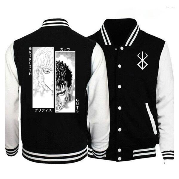 Vestes pour hommes Anime Berserk Baseball Jacket Guts Griffith Graphic Print Jersey Automne / Hiver Unisexe Manteaux à manches longues