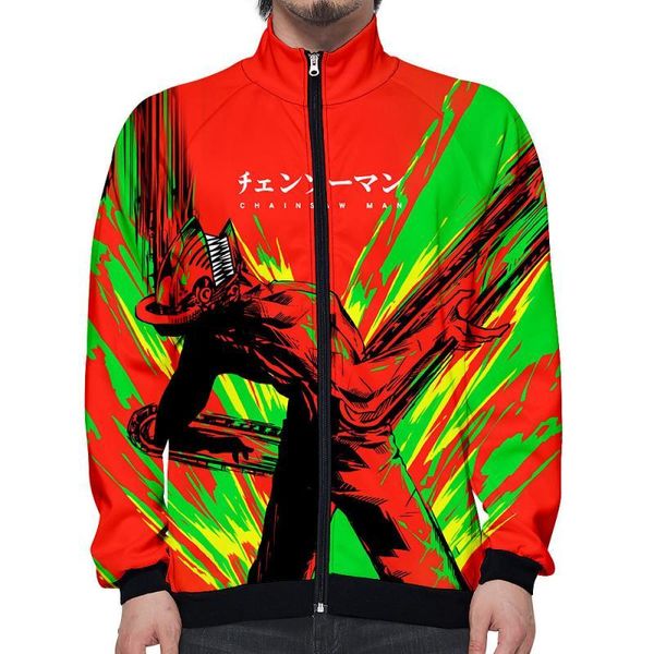 Chaquetas para hombre Anime Motosierra Hombre Disfraces de cosplay Reze Makima Denji Pochita Chaqueta estampada Abrigo Causal Cremallera diaria Cuello alto Abrigo para hombre