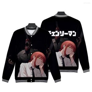 Heren Jackets Anime Chainsaw Man Jacket Dames Baseball uniform 3D Print Coat Sweatshite Loog Louw Geschenk Autumn T