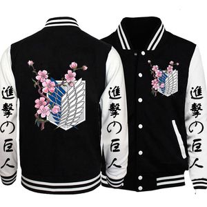 Vestes pour hommes Anime Graphic Bomber Baseball Lâche Cardigan Manteau Hommes Femmes Attaque sur Titan Shingeki No Kyojin surdimensionné 221129