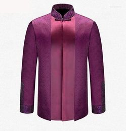 Vestes pour hommes APEC Tang Costume Marque Violet Chinois Traditionnel Mandarin Col Leader Costume Manteaux M L XL XXL XXXL YZT1209