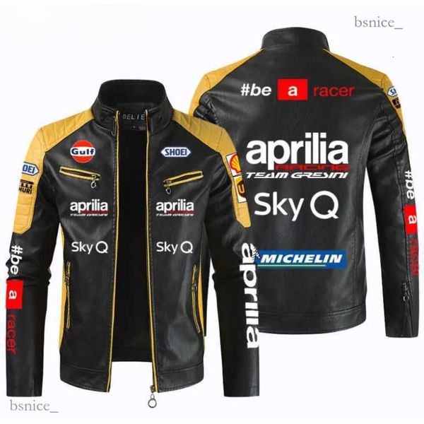 Chaquetas de hombre APRILIA Coche Motocicleta PU Chaqueta de cuero Patchwork Biker Chaquetas Casual Cremallera Abrigo Hombre Chaqueta de motocicleta Outwear Abrigo 645