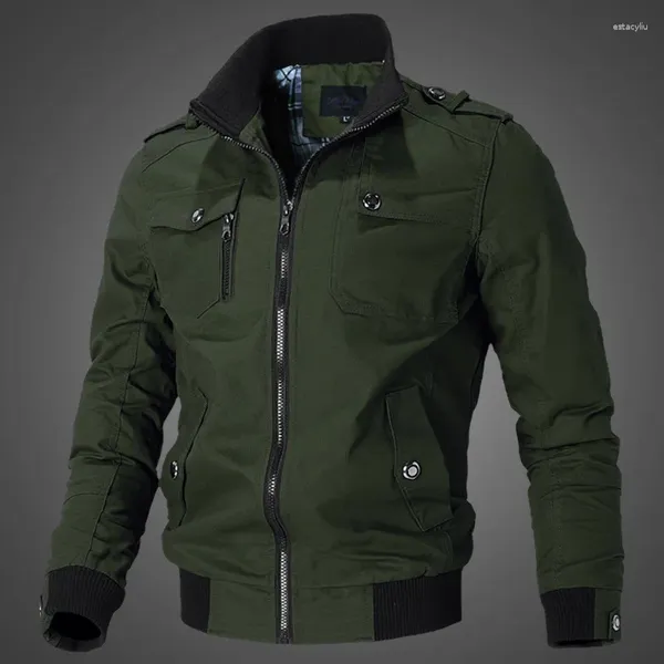 Vestes pour hommes Army Green Jacket Tendance coréenne Mode Casual Pardessus Slim Fit Travail Quotidien Vêtements d'extérieur