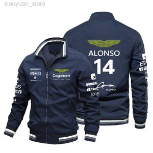 Chaquetas de hombre Aston martin f1 chaqueta 2023 14 fernando alonso jack van f1 fórmula 1 traje de carrera motocicleta montar uniforme chaqueta