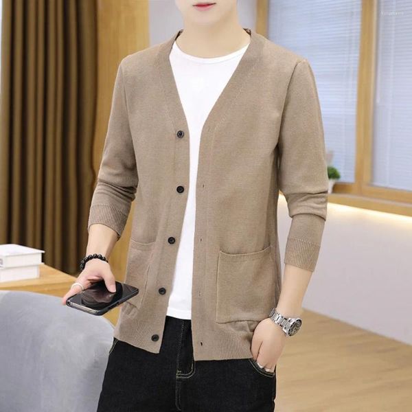 Vestes pour hommes Automne Hommes Mode Tricoté Cardigan Slim Pull Manteau Solide Coréen Casual Tricots Veste Mâle Tendance Vêtements Tout-Match