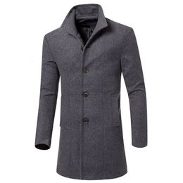 Men's Jackets Autumn and Winter Cashmere Jacket Men's Highquality Cashmere Coat Casual Slim Standing Collar Men's Midlength Windbreaker 221119
