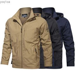 Herenjacks Autumn en Winter Lichtgewicht Herenkap Jacked Jacket Waterdicht en winddichte ritssluiting Outdoor Fashionable Mens Sports Jacketl2404