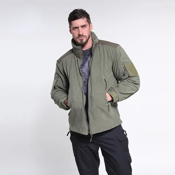 Chaquetas para hombres Otoño e invierno Hombre Mantener caliente Polar de doble cara Deportes al aire libre Abrigo polar Mezcla de algodón Chaqueta bomber Cuello alto