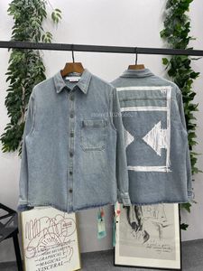 Vestes masculines automne et hiver de chemise en jean pour femmes top marque de mode imprimer coton 2024