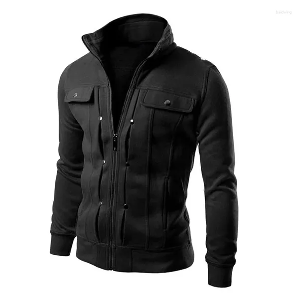 Chaquetas de hombre Otoño Chaqueta casual Diseño de botones de moda Cremallera ligera a prueba de viento Abrigo de hombre al aire libre