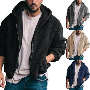 Vestes pour hommes automne manteau tendance décontracté Europe et états-unis couleur unie à capuche fermeture éclair épaissie veste hommes vêtements