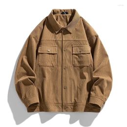 Chaquetas para hombres otoño pana bombardero chaqueta hombres vintage abrigo moda coreana streetwear botón ropa exterior ropa masculina más tamaño