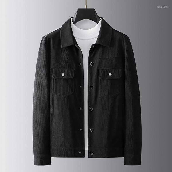 Vestes masculines Automne Corduroy Men de corée Corée Coat Slim Fit Outwear Fashion Casual Black Khaki 4xl 5xl 2023 SUIT