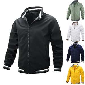 Vestes pour hommes Automne Veste Hommes Printemps Rayé Manteau Sur Taille Mâle Coupe-Vent Blanc Manteaux Occasionnels Homme Bomber Été Zipper Tops