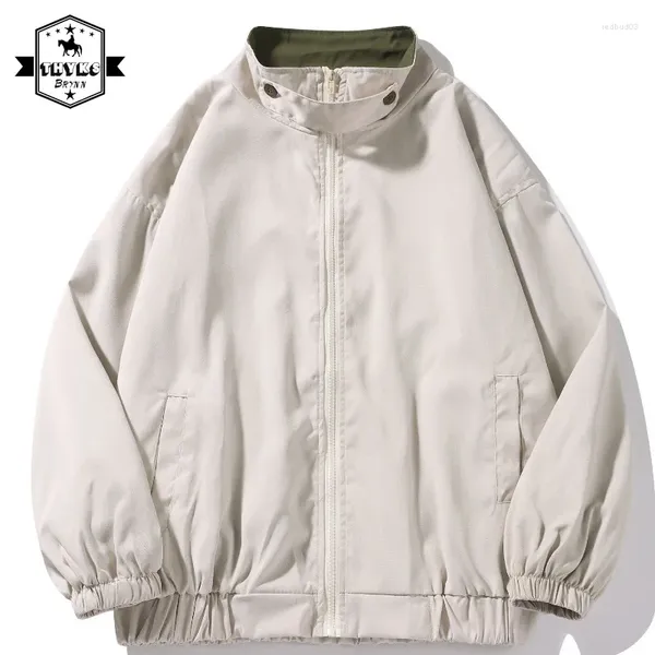 Jackets para hombres Autumn para hombres Bombardero Hip Hop Windbreaker Casco Corean Fashion Stand Collar Coat Outworto Overcoat Unisex