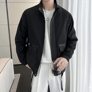 Vestes pour hommes Produit d'automne Jeunesse masculine Lâche Couleur unie Manteau de poche personnalisé / Hommes Mode Casual Manches longues Veste à col haut