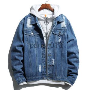 Men's Jackets Automne déchiré Denim vêtements Cool hommes moto veste classique Style coton décontracté trou jean manteau Vintage bleu mâle vêtements x0913 x0913