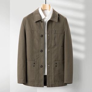 Heren Jackets Autumn Solid Cotton Jacket Men Rapel Knop plus kunstmest Bomber Coat Business Casual Dad Dessenthernderingen