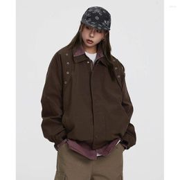 Vestes pour hommes Automne Printemps Femmes Hommes Rivet Streetwear Mode Lâche Casual Vintage Outdoor Cargo Bomber Veste Unisexe Couple Manteau Vêtements d'extérieur