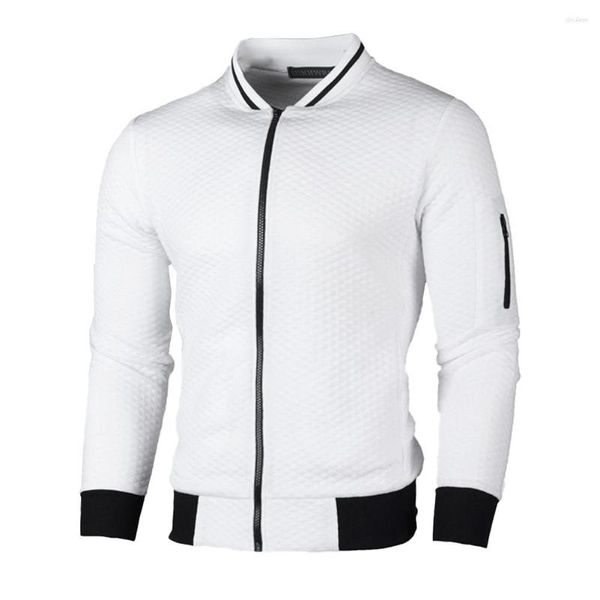 Chaquetas de hombre otoño primavera chaqueta con cremallera Casual cuello alto Color sólido sudadera cálida abrigo deportivo activo prendas de vestir ropa