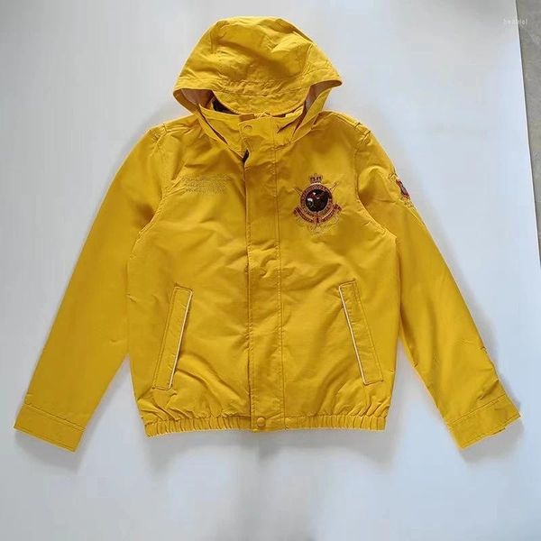 Chaquetas para hombres otoño estilo fino hombres caballo cremallera abrigo piloto chaqueta masculina casual manga larga amarillo con capucha rompevientos top