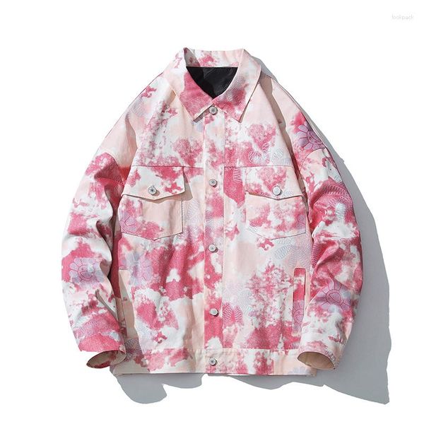 Chaquetas de hombre Otoño Tie-Dye Impreso Bomber Jacket Hombres Oversize Baggy Coat Moda Korean Street Causal Prendas de abrigo Ropa Tops Hombre Plus