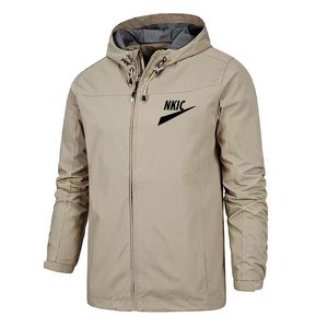 Men's Autumn Windproof Waterproof Zipper Jacket with Brand LOGO Print for Casual Outdoor Sports