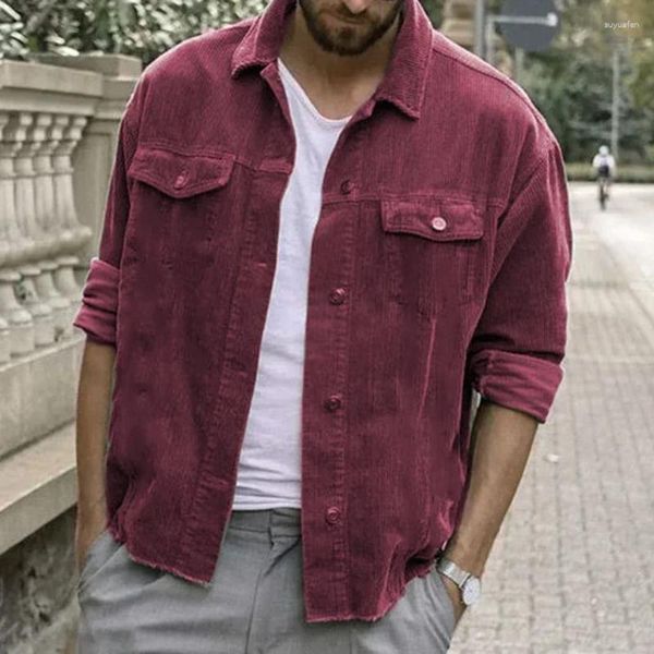 Chaquetas para hombres Otoño Invierno Chaqueta de pana Casual Moda masculina Color sólido Clásico Slim Top Paño de manga larga