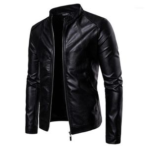 Vestes pour hommes automne hiver veste en simili cuir vêtements pour hommes col montant manteaux à glissière noir motard hommes moto belle vestes1