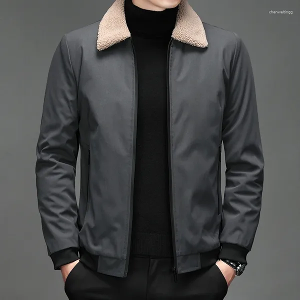 Chaquetas para hombres Otoño Invierno Chaqueta de lana Senderismo al aire libre Moda Abrigo casual Gris Negro Militar Hombres Ropa de béisbol