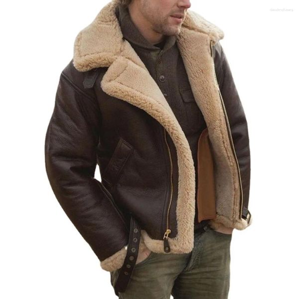 Vestes pour hommes automne hiver fourrure intégrée en peluche épaissie veste d'extérieur version coréenne manteau chaud rembourré décontracté