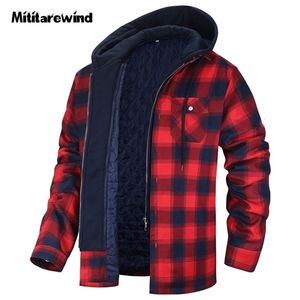 Vestes pour hommes Automne Hiver Veste Hommes Militaire Casual Plaid Manteau À Capuchon Hommes Épais Chaud Coupe-Vent Hommes Veste Rembourrée Grande Taille S-5XL 231115