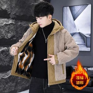 Vestes pour hommes Automne Hiver Veste Hommes Épaissir Fourrure Doublée Manteaux Chauds Vêtements 2023 À Capuche Style Coréen Slim Fit Casual