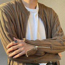 Men's Jackets Autumn winter Kiko kostadinnov brown stripe zipper knitted cardigan high sense men's and women's sweater coat