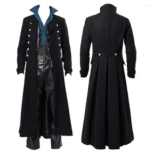 Heren Jackets Autumn Winter Long Black Steampunk Vintage Jacket Gotic Victoriaanse jas Halloween Cosplay Cosplay Pase Performance