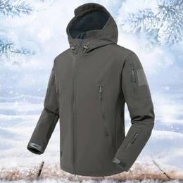 Vestes pour hommes Hiver Hiver Hodie Veste à sweat imperméable Couleur solide DrawCrower Male Breaker Fleed Camping Hunting Mabet pour extérieur