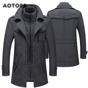 Heren Jassen Herfst Winter Mannen Trenchcoats Mode Midden Lange Jas Mannelijke Dubbele Kraag Rits Jas Windscherm Wollen Overjas 4XL 230718