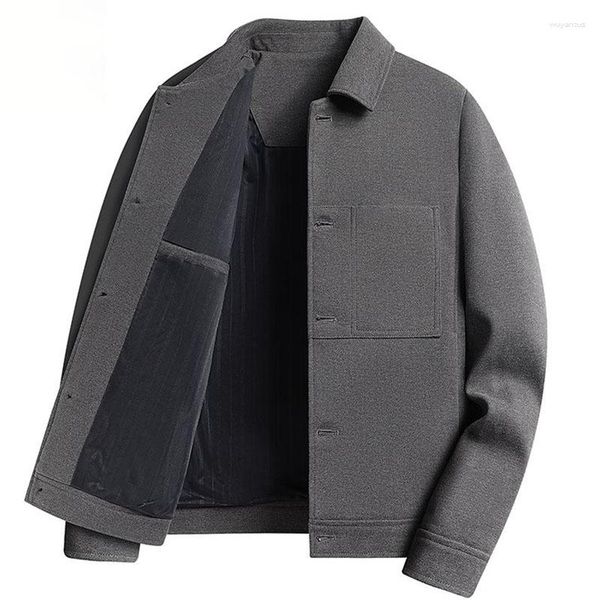 Vestes pour hommes Automne Hiver Hommes Chaud Laine Veste Coréenne Simplicité Mode Casual Gentleman Manteau 2023 Simple Boutonnage Court Épais