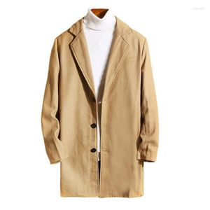 Vestes pour hommes automne hiver hommes coupe-vent col rabattu simple boutonnage Style coréen coupe ajustée manteau pour vêtements quotidiens pour hommes