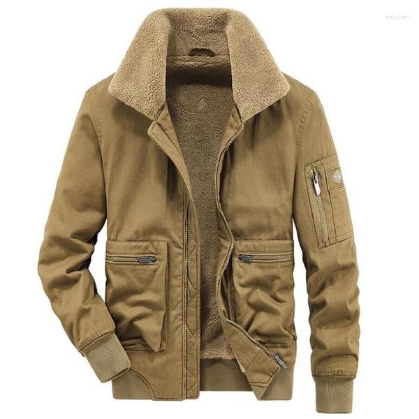 Vestes pour hommes Automne Hiver Veste Militaire Hommes Col De Fourrure Mince Épais Chaud Parkas Multiples Poches Résistant À L'usure Coupe-Vent Extérieur M-4XL